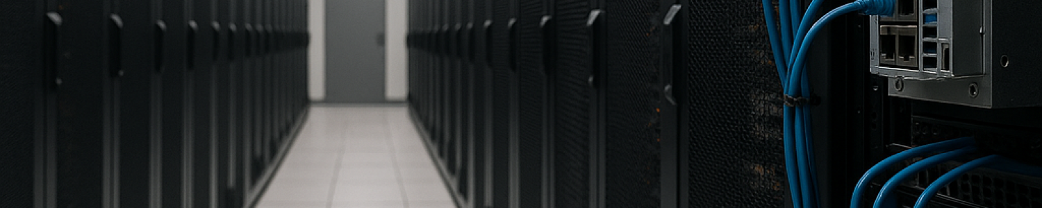 Sala técnica de data center com servidores e sensores IoT em destaque, ilustrando visibilidade e segurança operacional